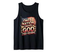One Nation Under God 250 Years American Flag Christian Tank Top