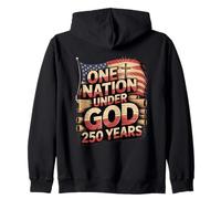 One Nation Under God 250 Years American Flag Christian Zip Hoodie