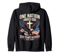 One Nation Under God 250 Years Blessed 1776-2026 Eagle Flag Zip Hoodie