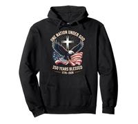 One Nation Under God 250 Years Blessed American Eagle Flag Pullover Hoodie