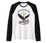 One Nation Under God 250 Years Blessed American Eagle Raglan Baseball Tee