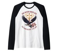 One Nation Under God 250 Years Blessed Patriotic Eagle Flag Raglan Baseball Tee