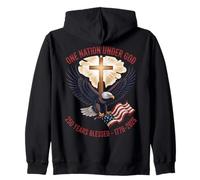 One Nation Under God 250 Years Blessed Patriotic Eagle Flag Zip Hoodie
