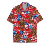 One Nation Under God American Eagle Shirts for Men- Patriotic Jesus Flag 1776 Button Up Short Sleeve Men's Hawaiian, Bigfoot 2, Medium