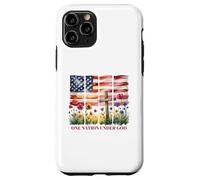 One Nation Under God American Flag Cross & Wildflower Case for iPhone 11 Pro