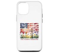 One Nation Under God American Flag Cross & Wildflower Case for iPhone 12/12 Pro