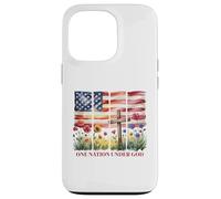 One Nation Under God American Flag Cross & Wildflower Case for iPhone 13 Pro