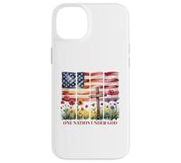 One Nation Under God American Flag Cross & Wildflower Case for iPhone 14 Plus