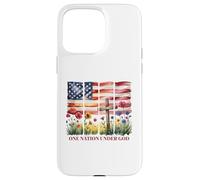 One Nation Under God American Flag Cross & Wildflower Case for iPhone 15 Pro Max