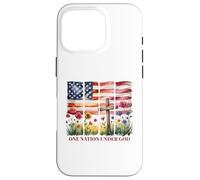 One Nation Under God American Flag Cross & Wildflower Case for iPhone 16 Pro