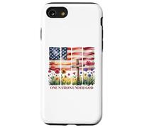 One Nation Under God American Flag Cross & Wildflower Case for iPhone SE (2020) / 7 / 8