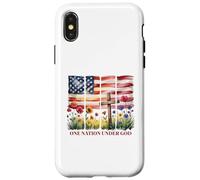 One Nation Under God American Flag Cross & Wildflower Case for iPhone X/XS