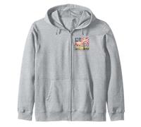 One Nation Under God American Flag Cross & Wildflower Zip Hoodie