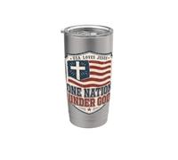 One Nation Under God American Flag Shield Cross Stainless Steel Insulated Tumbler
