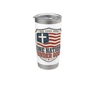 One Nation Under God American Flag Shield Cross Stainless Steel Insulated Tumbler