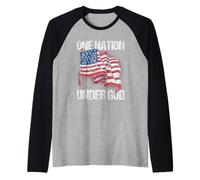 One Nation Under God American USA Us America Patriotic Us Raglan Baseball Tee