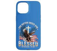 One Nation Under God Blessed Eagle US Flag Cross Patriot Case for iPhone 15