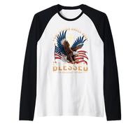 One Nation Under God Blessed Eagle US Flag Cross Patriot Raglan Baseball Tee