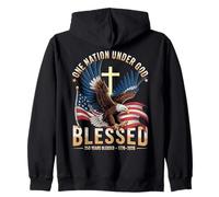 One Nation Under God Blessed Eagle US Flag Cross Patriot Zip Hoodie