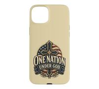 One Nation Under God Christian American Flag Cross Case for iPhone 15 Plus