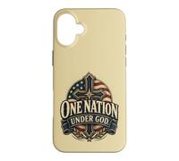 One Nation Under God Christian American Flag Cross Case for iPhone 16 Plus