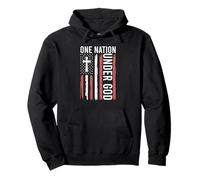 One Nation Under God Christian Patriot Flag Distressed Faith Pullover Hoodie