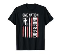 One Nation Under God Christian Patriot Flag Distressed Faith T-Shirt