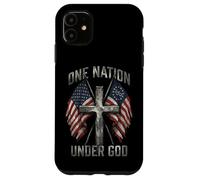 One Nation Under God Cross American Flag Patriotic Graphic Case for iPhone 11