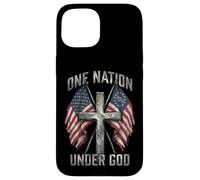 One Nation Under God Cross American Flag Patriotic Graphic Case for iPhone 15