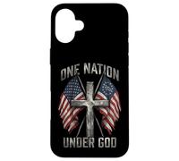 One Nation Under God Cross American Flag Patriotic Graphic Case for iPhone 16 Plus