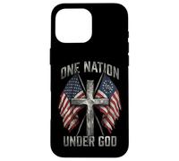 One Nation Under God Cross American Flag Patriotic Graphic Case for iPhone 16 Pro Max