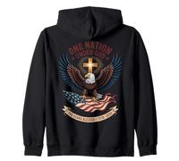 One Nation Under God Eagle American Flag 250 Years Blessed Zip Hoodie