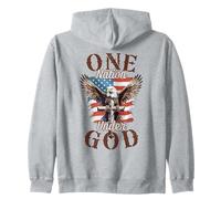 One Nation Under God Eagle Cross and American Flag Men Women Zip Hoodie