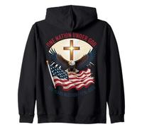 One Nation Under God Eagle Flag Cross 250 Years Blessed Zip Hoodie