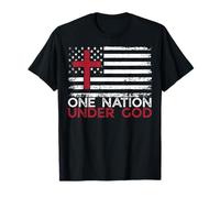 One Nation Under God Flag 4th Of July Patriotic Christian T-Shirt