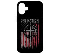 One Nation Under God Patriotic American Flag Cross Case for iPhone 16 Plus
