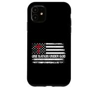 One Nation Under God Patriotic Christian Cross American Flag Case for iPhone 11