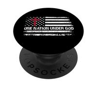 One Nation Under God Patriotic Christian Cross American Flag PopSockets Adhesive PopGrip