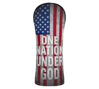 One Nation Under God USA Flag Art Golf Cover Waterproof Headcovers with Interchangeable No. Tags for Driver Hybrid and Fairway Woods