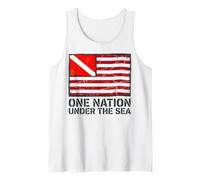 One Nation Under The Sea American Flag Scuba Diver Down Tank Top