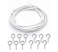 ONE Net Curtain Wire 2m with 6 Eyes & 6 Hooks | Cut to Any Size | Multi-Purpose Voile Curtain Cord Cable for Decorations and Hanging Curtains