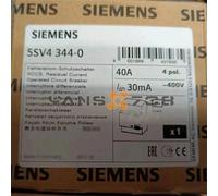 5SV4344-0 RCD switch lNominal: 40A IDiff: 30mA Poles: 3+N 230/400VAC DIN SIEMENS