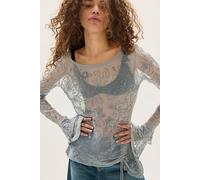 One Night Out Long Sleeve Embellished Top at Free People in Feather Dust, Size: XS - female