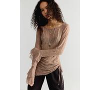 One Night Out Long Sleeve Embellished Top at Free People in Stucco, Size: Large - female
