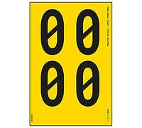 One Number Sheet - 0 - 18mm Number Height - 300x200mm - Yellow Adhesive Vinyl