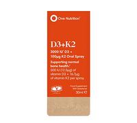 One Nutrition D3 + K2 Oral Spray - Vitamin D3 & Vitamin K2 - Highly Absorbable - Supports Bone Health & Immune System - Orange Flavour - 500IU D3 and 16.7μg K2 Per Spray - 180 Sprays