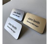 One of a Kind Design UK Custom Engraved Name Badges Professional Metal Name Tags For Staff & Conferences Personalised Work Id Badges With Pin (60X30mm)