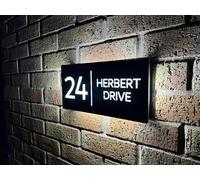One of a kind design UK Personalised 85 LEDs Illuminated House Sign, Laser Cut Modern Hardwired Wall Light with Address Display - Auto ON/OFF Water-Resistant 305x155 MM (Grey, SVL-30X15)