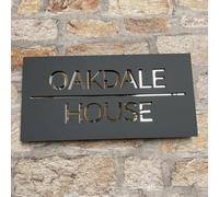 One Of A Kind Design Uk Personalised Contemporary Rectangle House Sign Acrylic Single Line - 30X15Cm Black