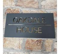 One Of A Kind Design Uk Personalised Contemporary Rectangle House Sign Acrylic Single Line - 30X15Cm Grey
